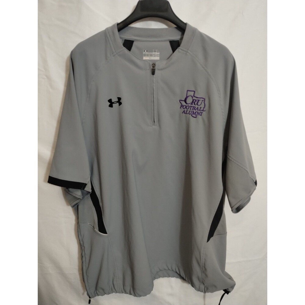 Under Armour Mens XL Short Sleeve 1/4 Zip Coach Jacket Pullover Gray UMHB Cru...
